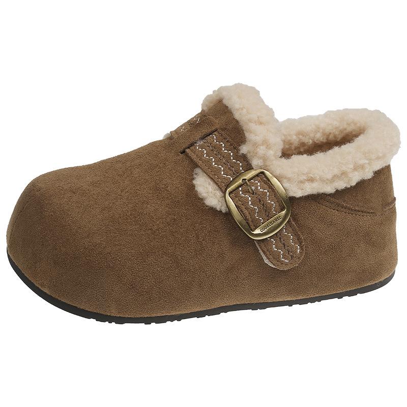 Women's fur one thick sole winter lightweight warm padded snow boots non-slip wear-resistant casual sneakers fur cotton boots