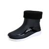 Men's rain shoes non-slip and waterproof fashion rain boots fleece thermal rubber shoes kitchen fishing medium tube water shoe cover shoes