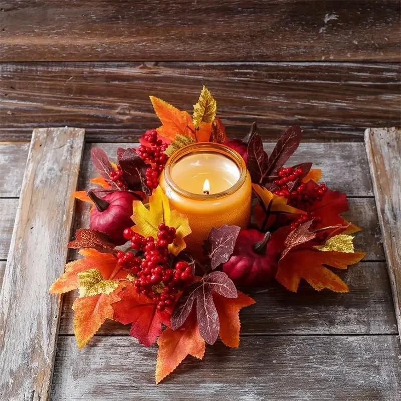 Pumpkin Berry Harvest Wreath Exquisite Workmanship Autumn Floral Wreath Maple Wreath Thanksgiving Day Dining Autumn Decoration