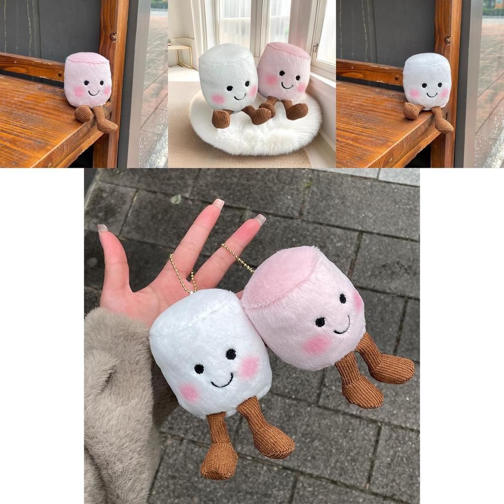 Plush Marshmallow Whimsical Toy Keychain With Cute Smiley Face Accessories For