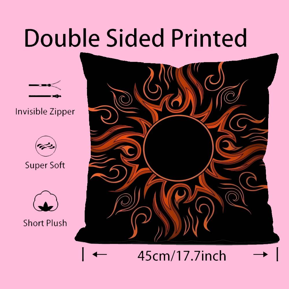 Sun Moon Mandala Series Pattern Pillow Case Anti-Dustmite Pillow Invisible Zipper Silky Short Plush Sofa Cushion Cover