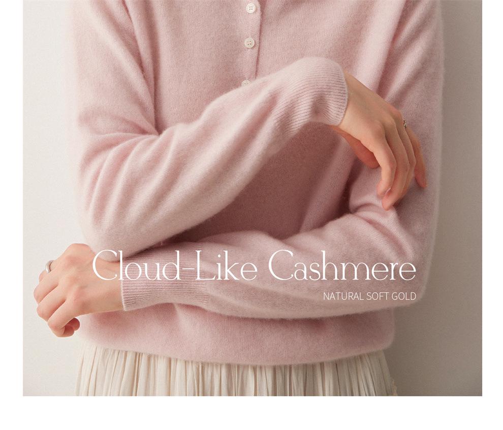 Women's 100% Cashmere High Neck Chunky Knit Sweater with Multi-Button Design - Solid Color for Autumn/Winter