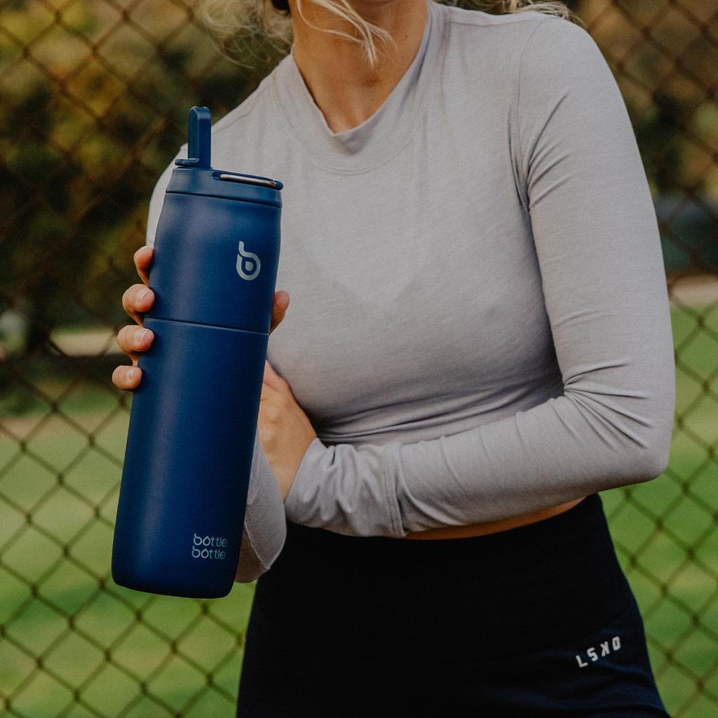 BOTTLE BOTTLE 1 Liter Water Large Capacity with Direct Vacuum Stainless Steel Double for Girls and Indigo Blue Bottle, (1000ml), Straw, Drinking,
