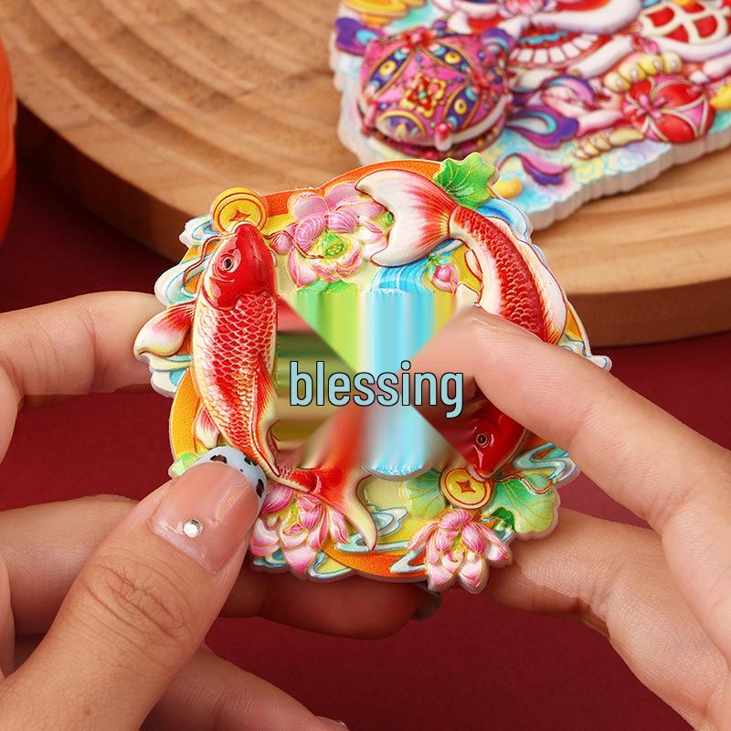 2026 Year of the Horse Rotating Lion Magnet: Festive Fu Character Decoration for Spring Festival