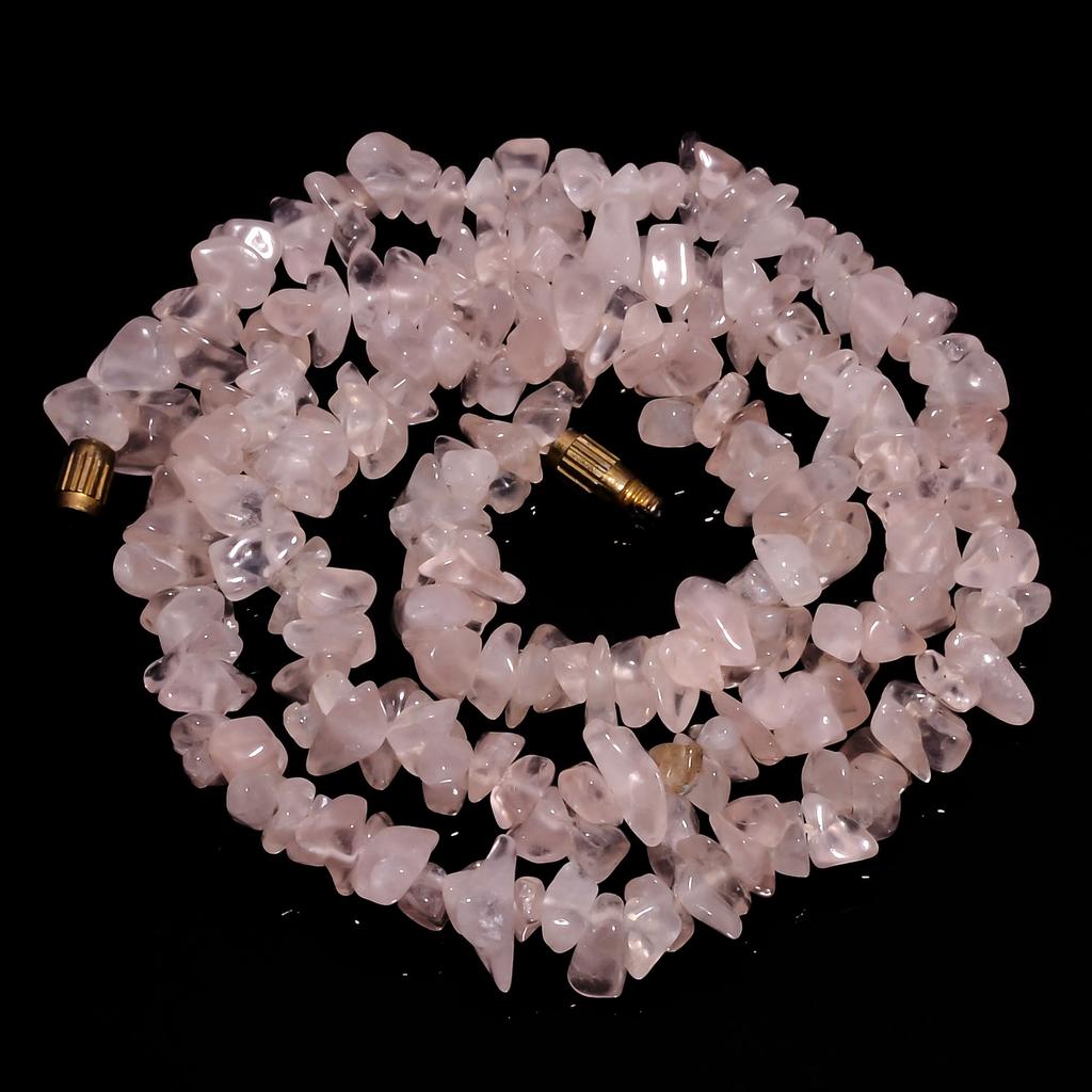 Natural Rose Quartz Gemstone Uncut Smooth Beads Necklace 5-9 mm 17" UB-8424 UB-8424