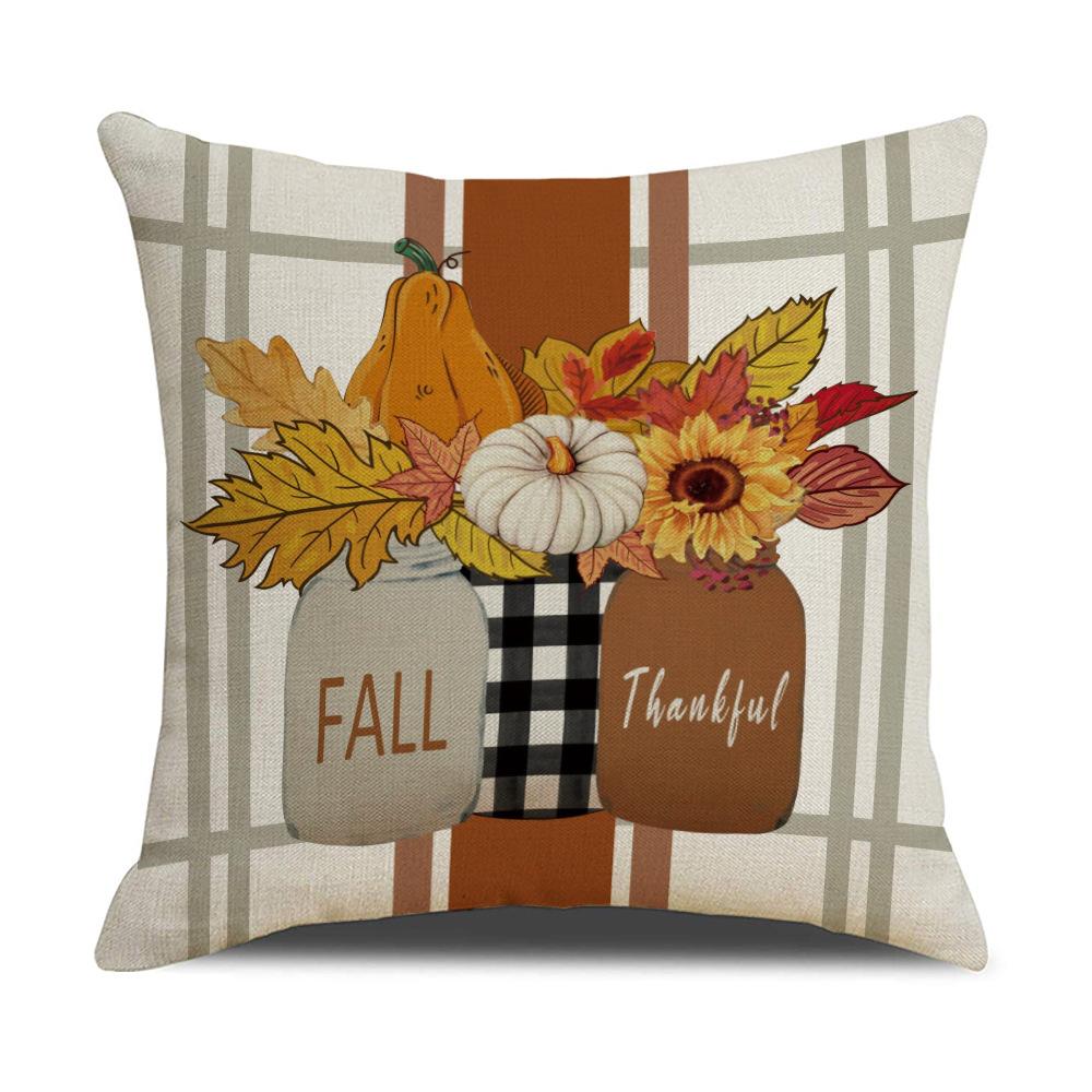 Decorate Home Thanksgiving Car Flowers Pillowcase Living Room Bedroom Sofa Car Pillowcase