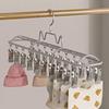 Stainless Steel 20-Clip Sock & Underwear Drying Rack – Windproof Balcony Clothes Hanger