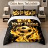 Soccer Theme Custom Text Or Name 3Pcs Bedding Set 1 Flat Sheet & 2 Pillowcases Personalized Home Bedding