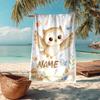 Custom Name Ultra-Soft Beach Towel with Owl Theme,Ideal for Pool - Camping, Diving - Perfect Travel Essential, Vibrant Beach Towel.