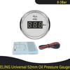 Waterproof 52mm Oil Pressure Gauge Meter 0-5Bar 0-75Psi 0-10Bar 0-145Psi with Red Backlight for Car Truck Boat Yacht 9-32V