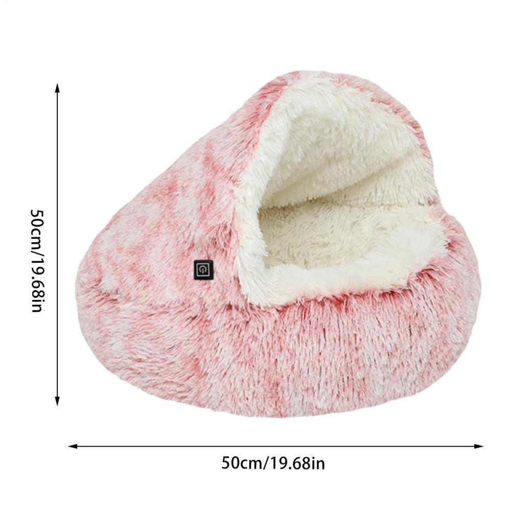 Semi Enclosed Cat Sleeping Bed Foldable Winter Warming Heated Pet Bed Cave USB Heated Cold Weather Cat Nest For Pet Animals