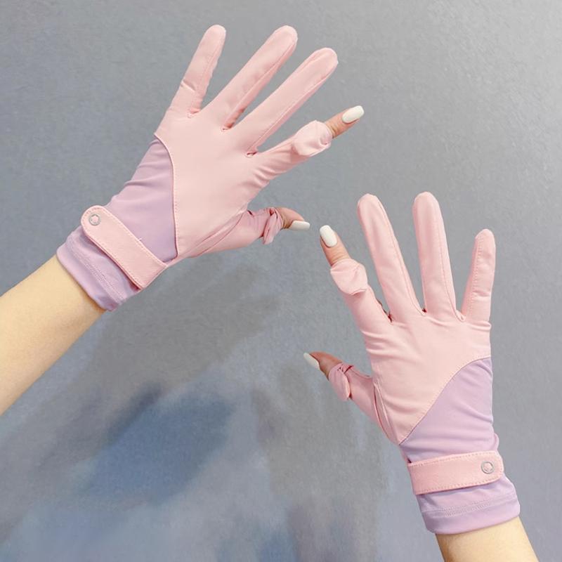1 Pair Sun Protection Gloves One Size Sunscreen Breathable Anti-Uv Cooling Fabric Slip Gloves For Outdoor Cycling Driving
