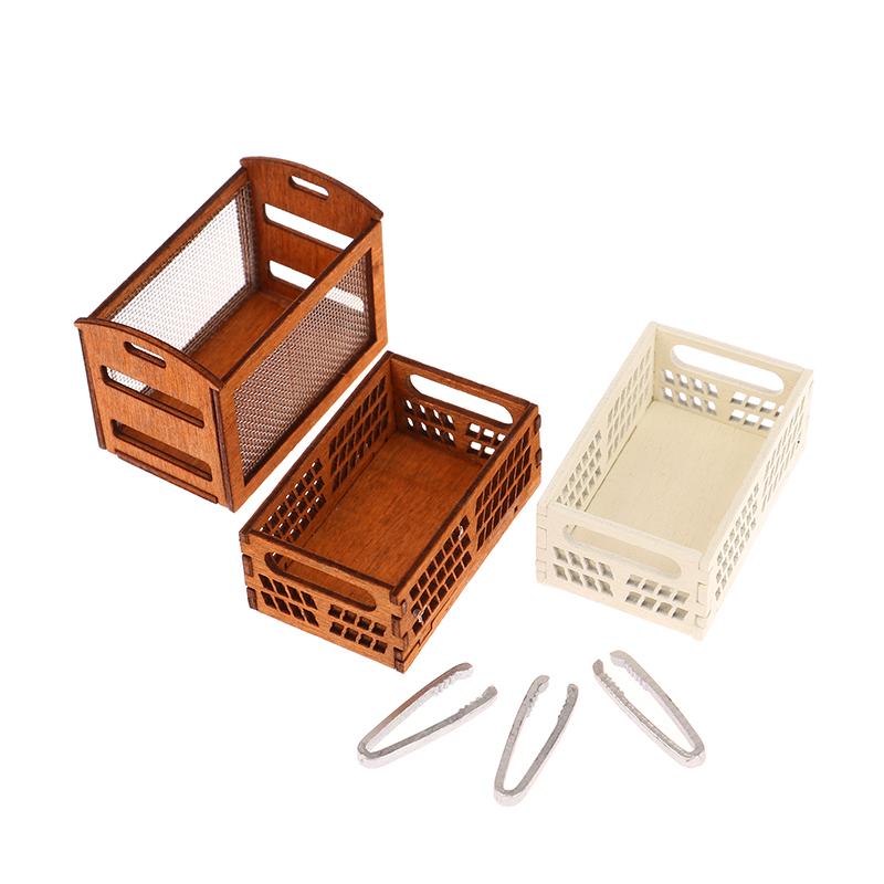 1 sett 1:12 Dukkehus Miniatyr Brødhylle Kakehylle Oppbevaringsboks/Kurv M/Bakeklemme Scenedekor Dukkehus Tilbehør