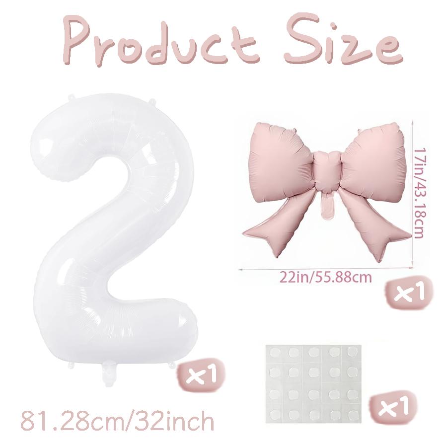 Number balloon set baby pink bow balloon ,white and pink balloon birthday proposal, weddingballoon decoration