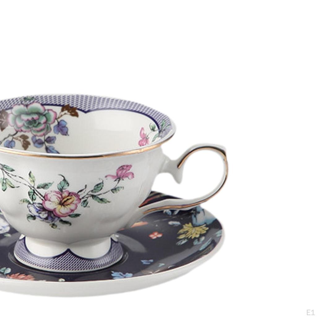 Tea Cup with Saucer, 180ml Unique Novelty Latte Set, Ceramic Coffee Mug for Cafe