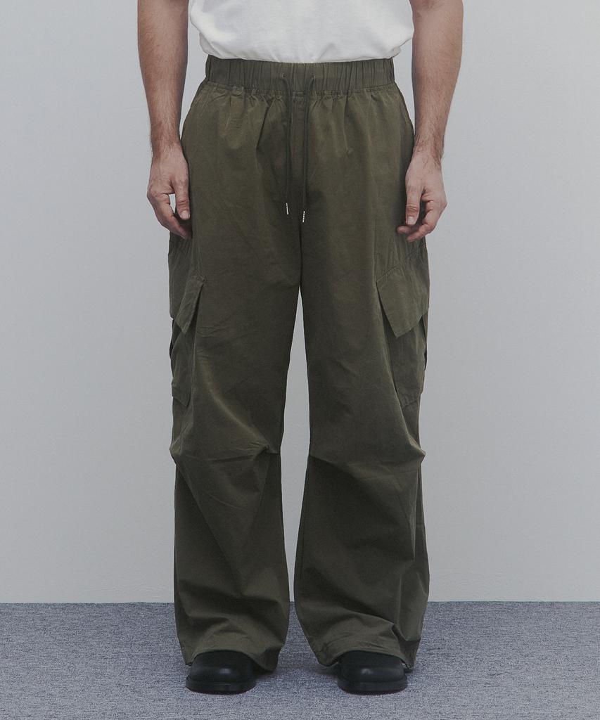 ANDAGAIN Winter Cotton Wide Cargo Pants (Khaki