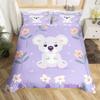 Cute Cartoon Koala Duvet Cover Set Botanical Blossom Floral Comforter Cover Kawaii Wild Animal Koala Bedding Set Twin Queen Size