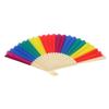 6Pcs 21CM Retro Style Handheld Fan Bamboo Frame Rainbow Folding Fan for Decoration