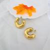 Brass-Plated Hollow Solid Women's Versatile C-Shaped Earrings