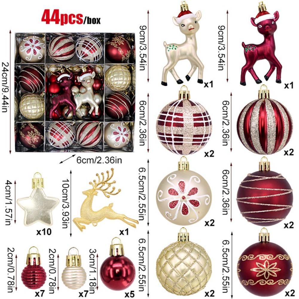Plastic Christmas Ball Pendant Round Ball Colored Ball Christmas Tree Decoration Painted Christmas Party Decoration
