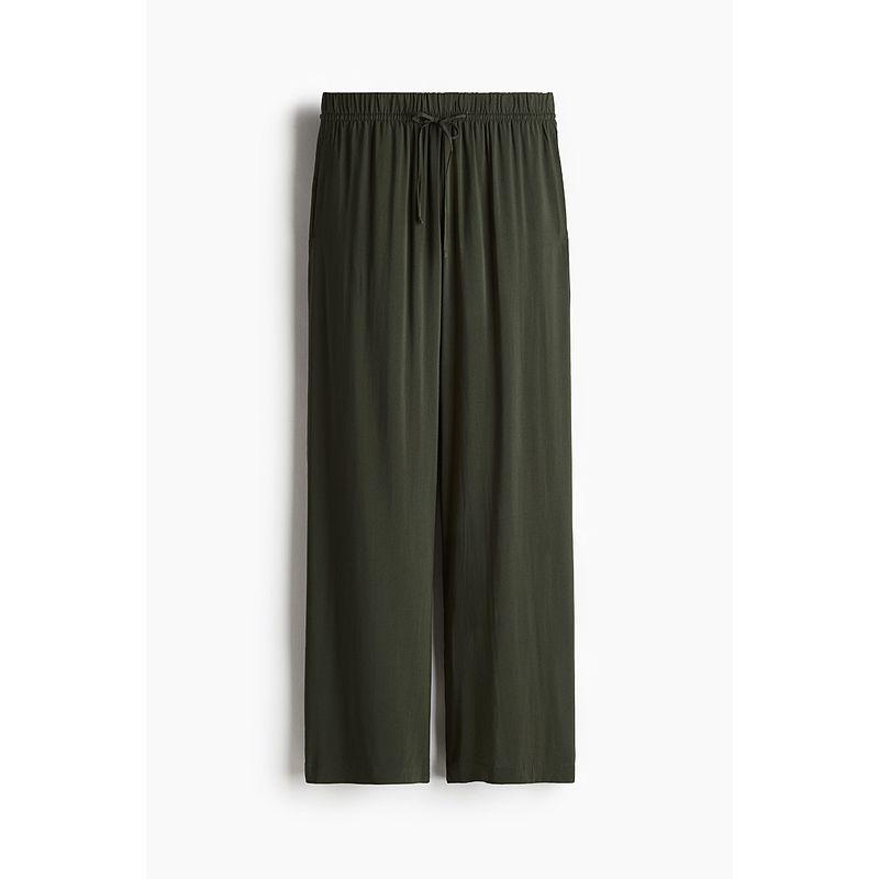 

HM Women s Clothing 2025 Summer New Arrival High Waist Casual Straight Elastic Waist Loose Pants 1217677 Dark green 160/72(S)