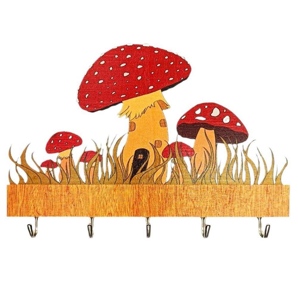 

1/4/6Pcs Wood Key Hook Rack No-Drill Decorative Hook Wall Hook Coat Rack Kitchen Bathroom Bedroom Style A