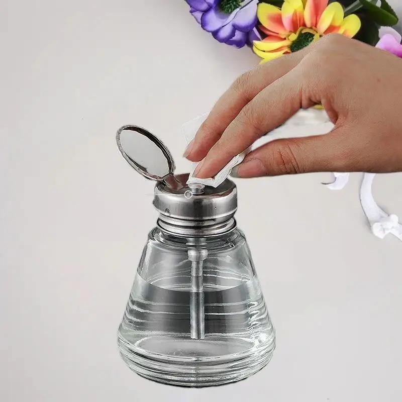 Nail Storage Refillable Glass Bottles Empty Liquid Press Pump Dispenser Nail Art Polish Remover Cleaner Makeup Manicure Tools