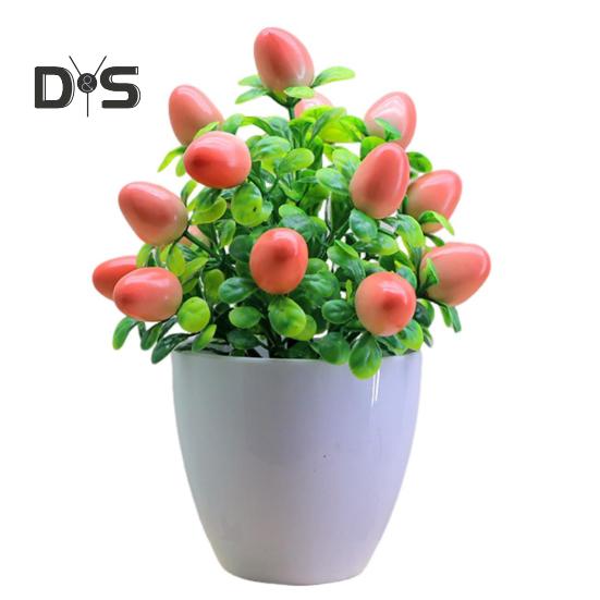 Künstliche Topfpflanzen, realistischer gefälschter Mini-Obstbaum, Tischdekoration für Zuhause und Büro, Grünpflanzen aus Kunststoff im Topf, Bonsai, Dekoration für drinnen und draußen