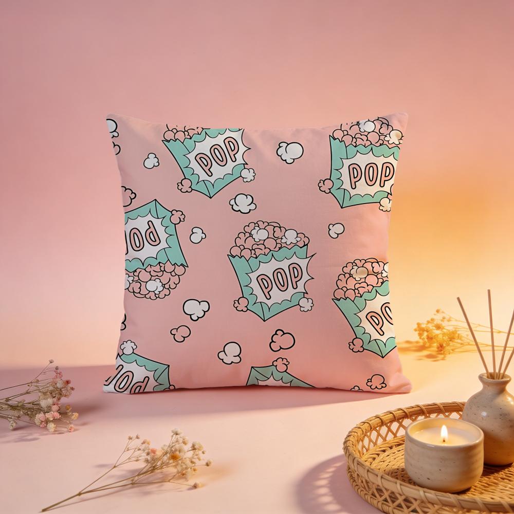 Fun Popcorn Cartoon Graphic Cushion Cover Comfortable Durable Pillow Cover MultiScene for Home Office Car Sofa