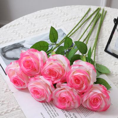 12 Adet Yapay Gül Çiçekleri Gerçekçi Görünümlü Canlı Renkli Solmayan Sahte Gül Buket Düğün Süslemeleri