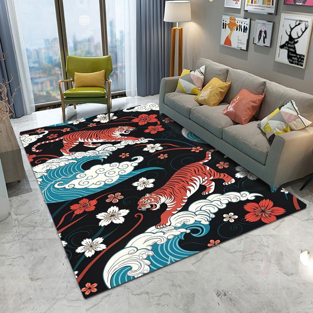 Retro Europa Stil Leopard Tiger Blumen Teppich Wohnzimmer Sofa Schlafzimmer Arbeitszimmer Küche Eingangstürmatte Rutschfest Dekor Teppich