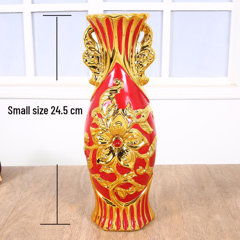 European Ceramic Vase Ornament, Gold Wedding Gift, Living Room Decoration, Soft Home Furnishing