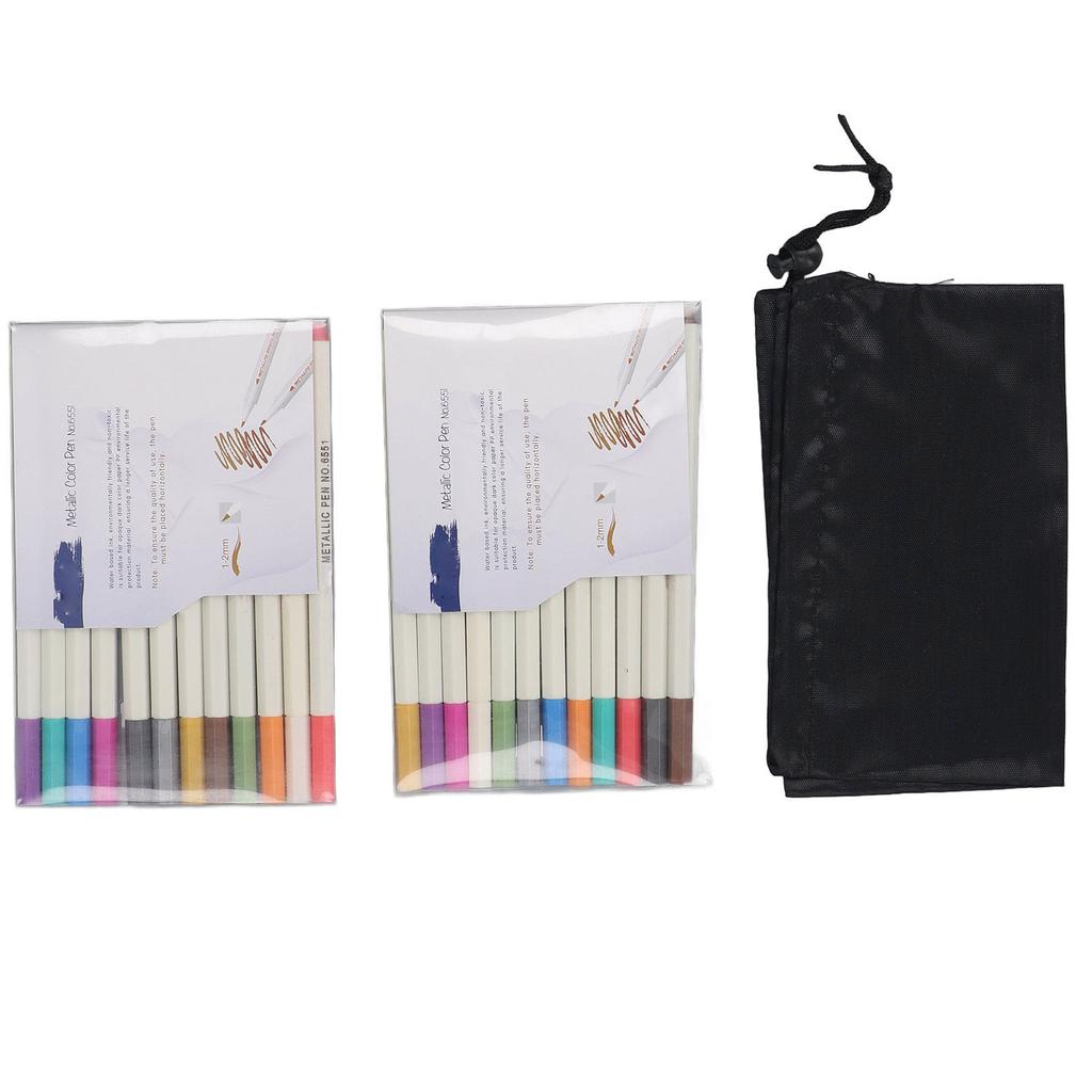 24Pcs Metallic Marker Pens 24 Colors for Photo Album Black Paper Card Making Rock Art Painting