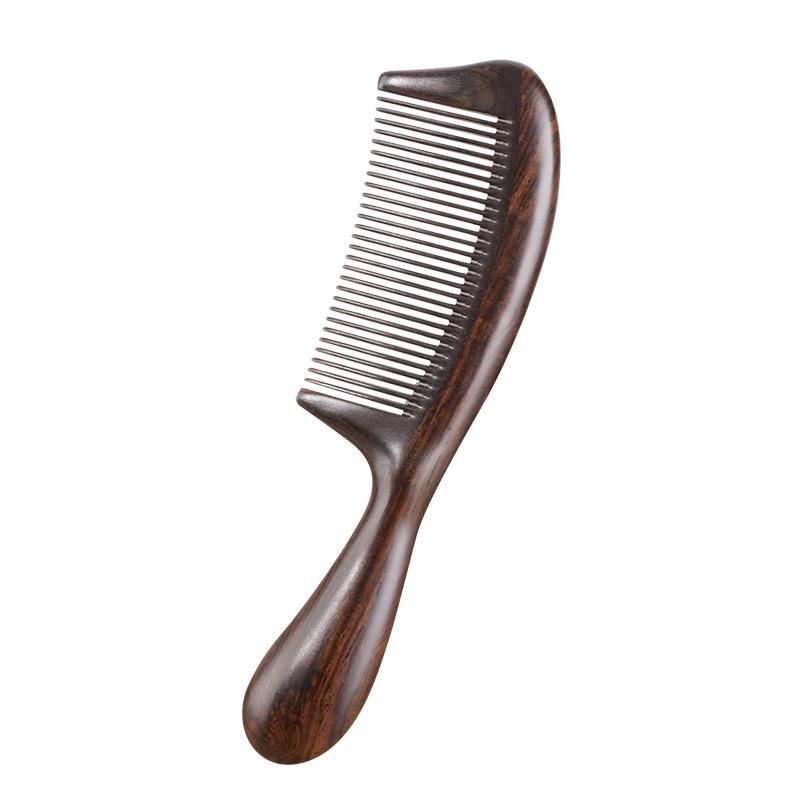 Engraved Ebony Wood Wide & Fine Tooth Comb with Gift Box - Free Shipping