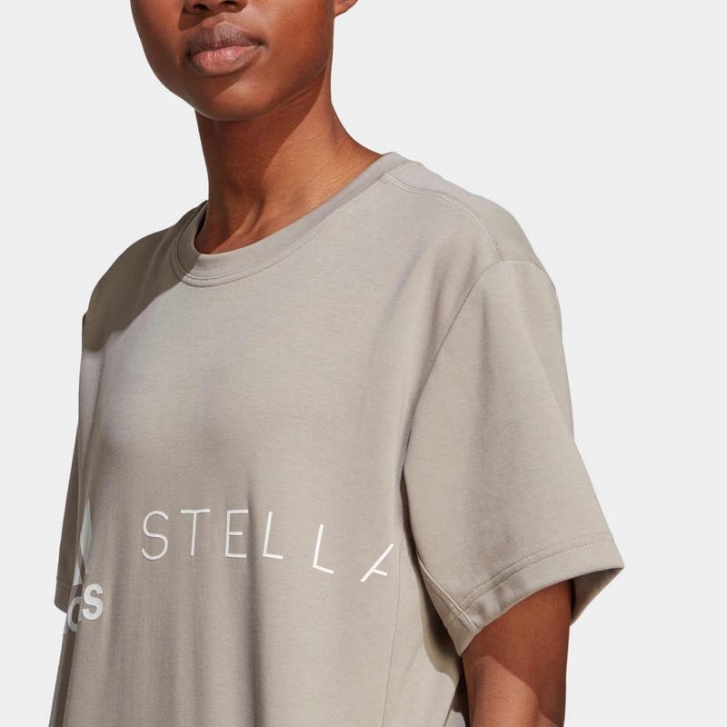 Adidas Alphabet Logo Print Crew Neck Short Sleeve T-Shirt Women Tops Light-Grey HY1141