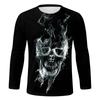 Spring and Autumn Round Neck 3D Halloween Printed Top Fashionable Casual Long Sleeved Men's T-shirts