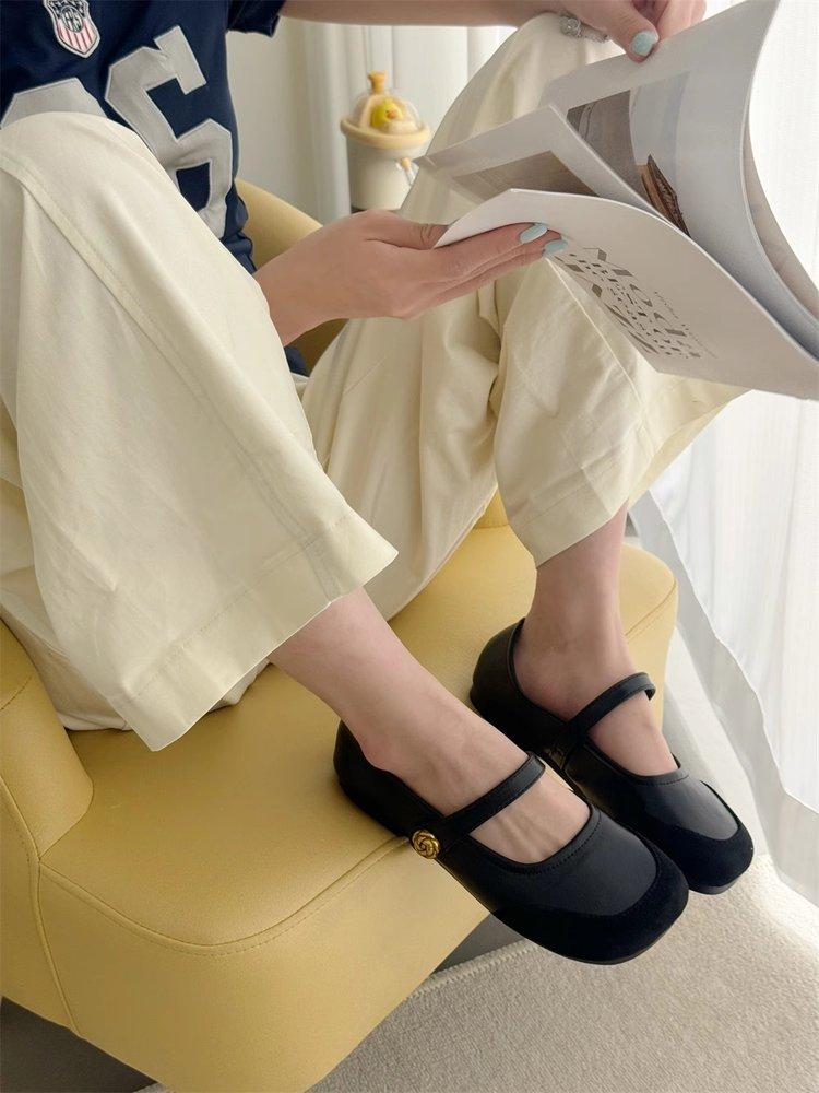 

Small single shoes new soft-soled mango head fashion summer women s shoes Doudou shoes round head thin Mary Jane shoes 35