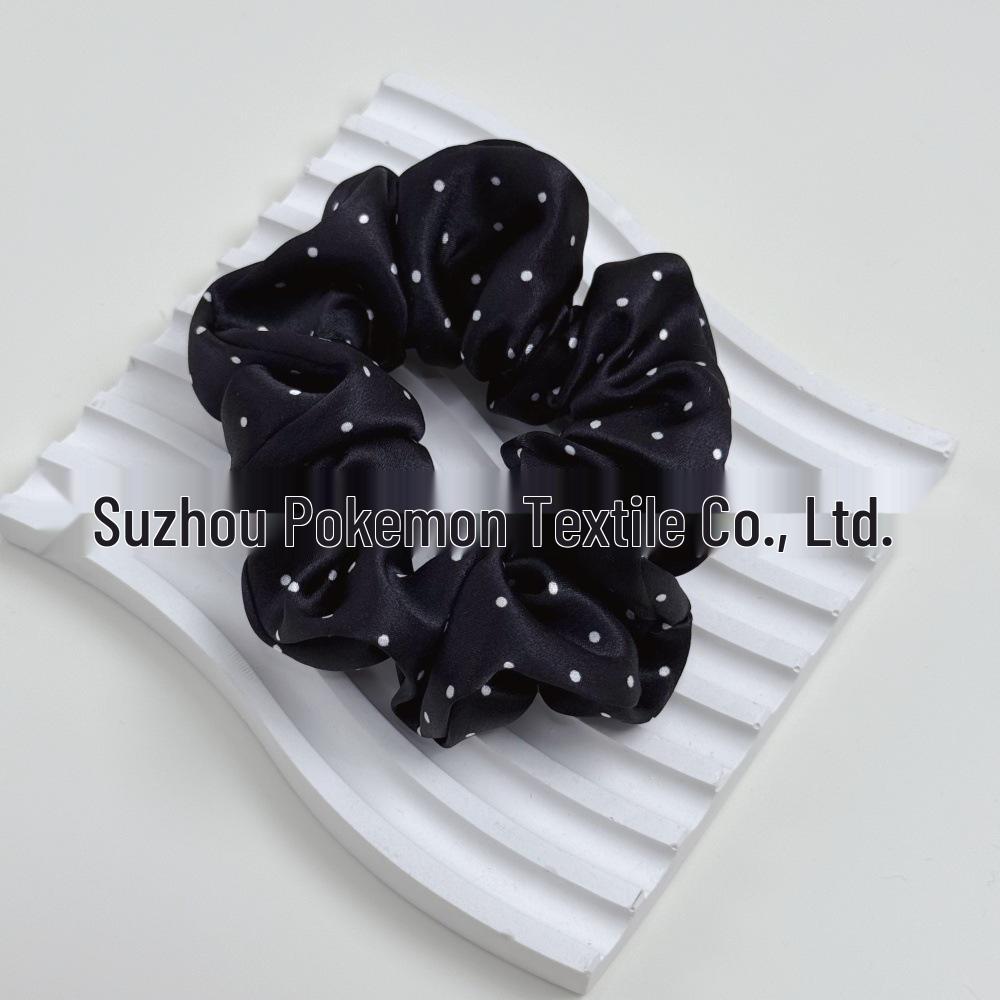 Korean Style Polka Dot Silk Scrunchie - 100% Mulberry Silk, Available in Large, Medium, Small Sizes (19 Momme)