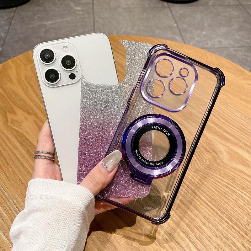 Luxury Shockproof Magnetic Bracket for Magsafe Clear Case for Funda Tecno Spark 20 Pro Spark20 20Pro 20C With Holder Stand Cover