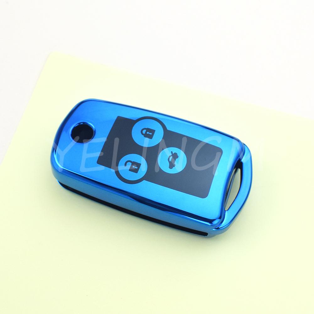 Car Flip Car Key Shell 2 3 Buttons Soft Tpu For Honda Civic Dio Fit Crv Hrv Accord Odyssey Jazz Folding Cover Protector Keychain