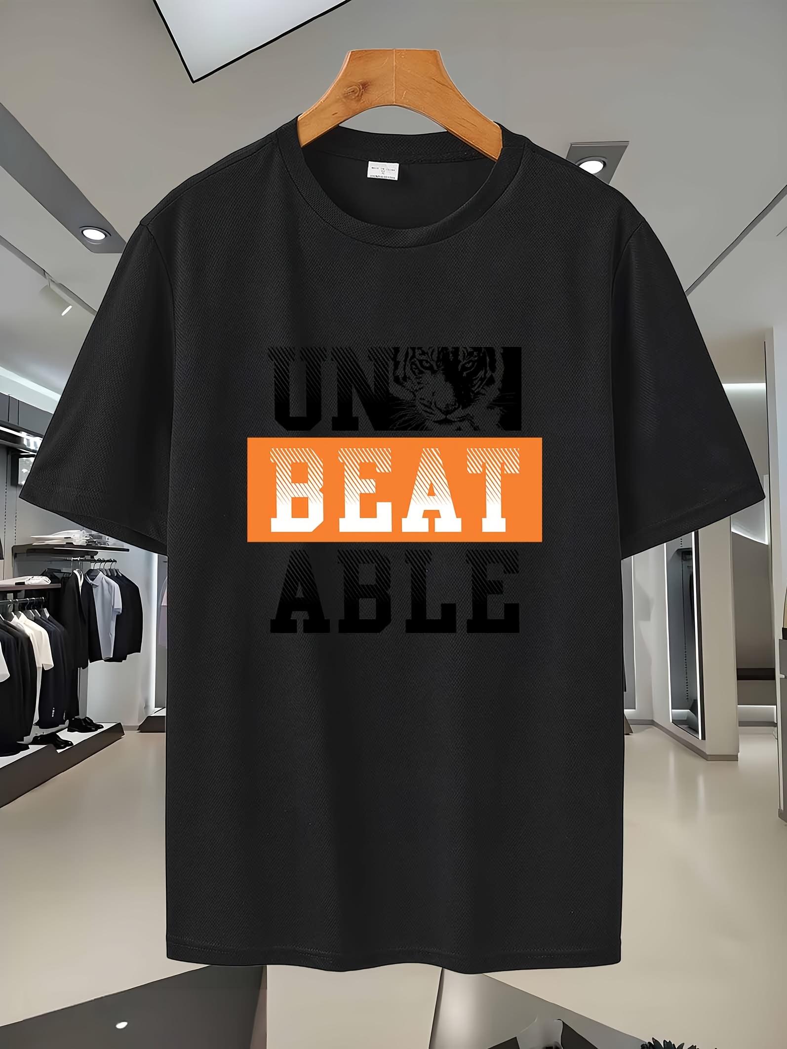 Breathable Mesh Short Sleeve T-shirt -  UNTIL I BEATABLE  Graphic Print XXXL