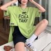 Fashion Asymmetrical Split Pullovers Women's Clothing Short Sleeve Korean Loose Spliced Summer Casual Letter Printed T-shirt New