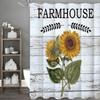 Sunflower Wood Panel Shower Curtain, Bathroom Decorative Shower Curtain, Waterproof Shower Curtain with Hooks