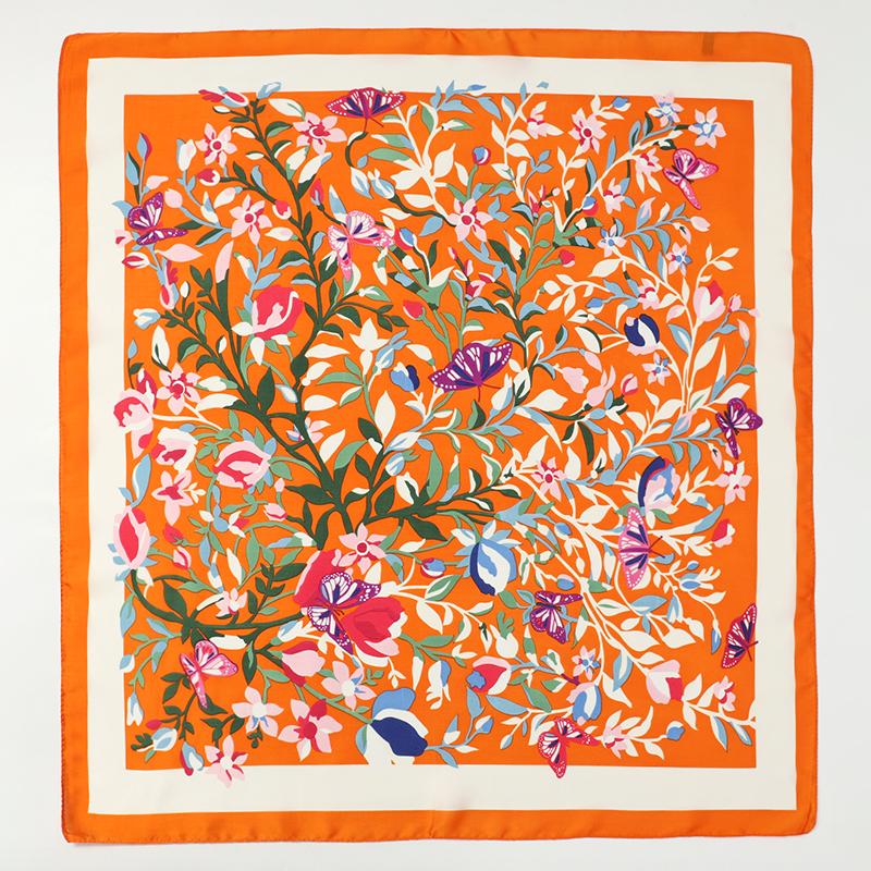 Luxury Square Silk Scarf for Women Silk Feeling Shawl Satin Hijab Fashion Wraps Hair Bands Ribbon Headband Bandana 70x70cm