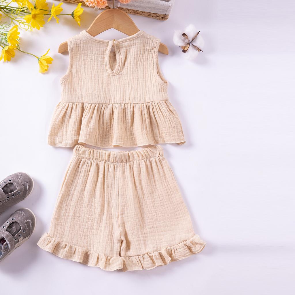 Children's Sweet Set Cute Vest Shorts Girls Sleeveless Casual Two-Piece Set