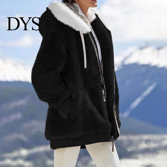 Women Winter Coat Solid Color Warm Furry Outdoor Plush Plus Size Lady Clothes Cardigan