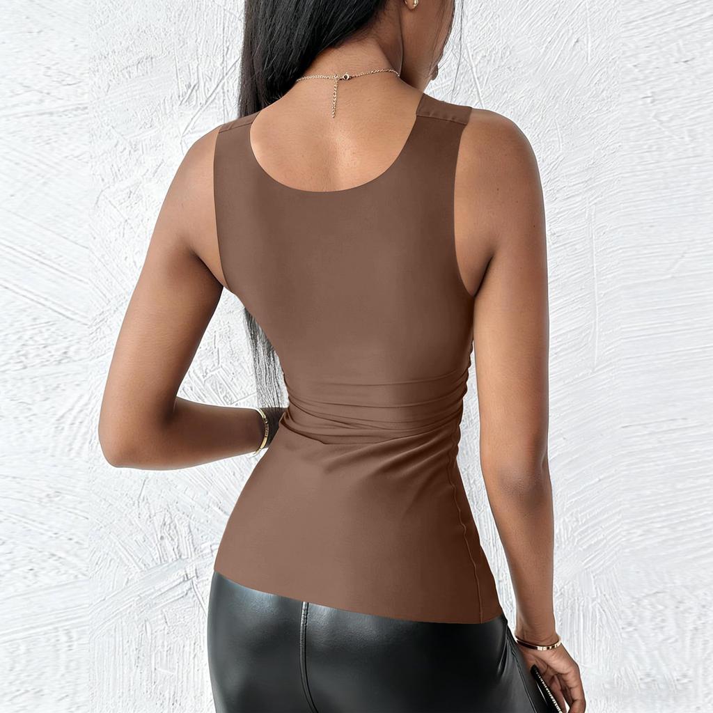 Women's Comfortable High-Stretch U-Neck Shaping Tank Top With Built-in Pads