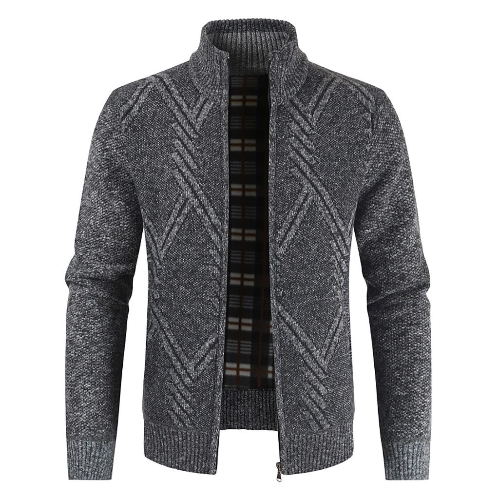Men's Casual  Winter Zipper Sweater Stand Collar  Cardigan Tops Sweater Blouse Coat