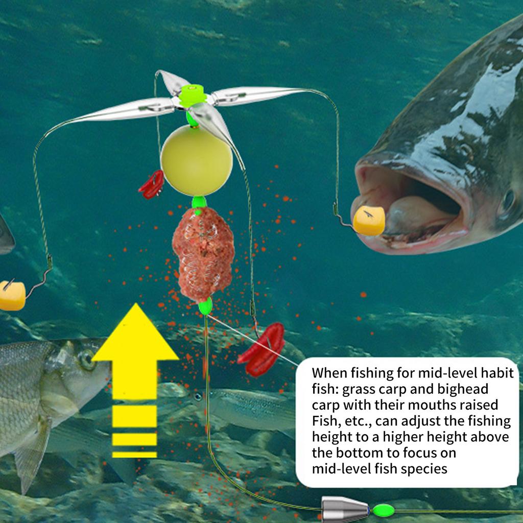 Rybářská krmítková sestava se 4 háčky a splávkem Návazec Krmítko Košík Past Rybářský háček Návazec proti zamotání Krmítko Košík Splávek
