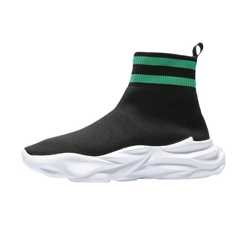 Men's Socks and Shoes Spring and Summer Mid-tube Fly-woven Breathable Sports and Leisure Shoes Lightweight Platform Mesh Shoes Versatile Trendy Shoes